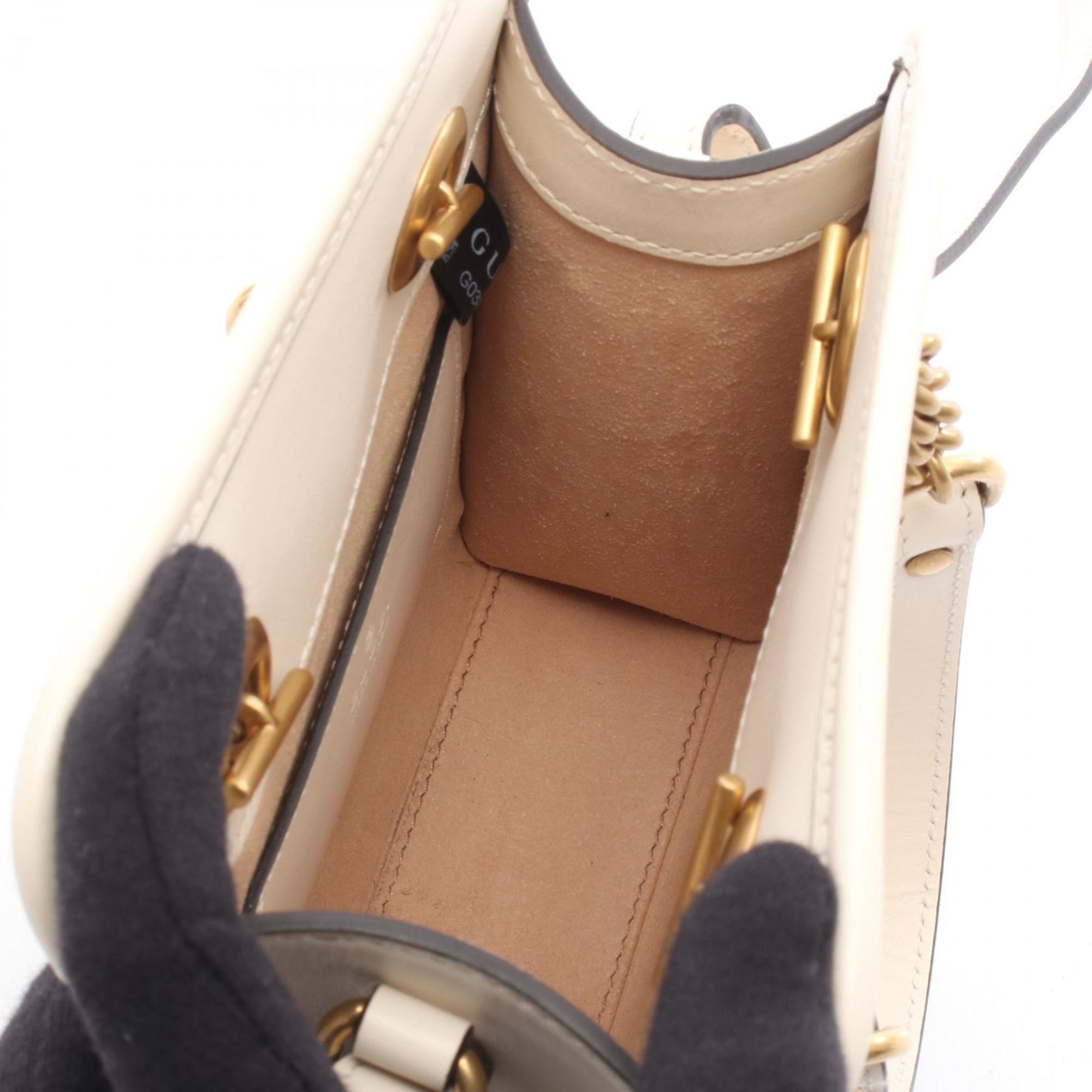 Gucci GG Marmont Handbag, Leather, Women's, White, 696123