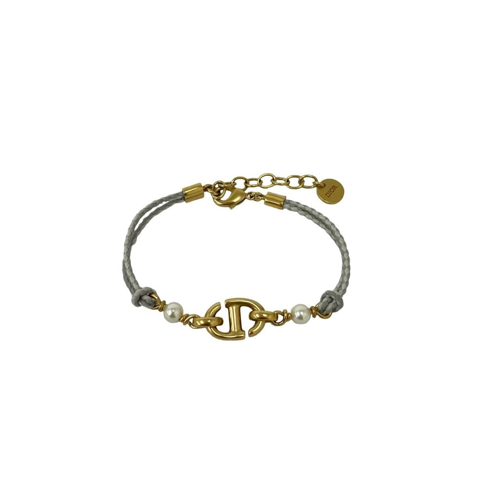 Christian Dior Navy Pearl Bracelet GP Gold Accessory 79703 — Like New