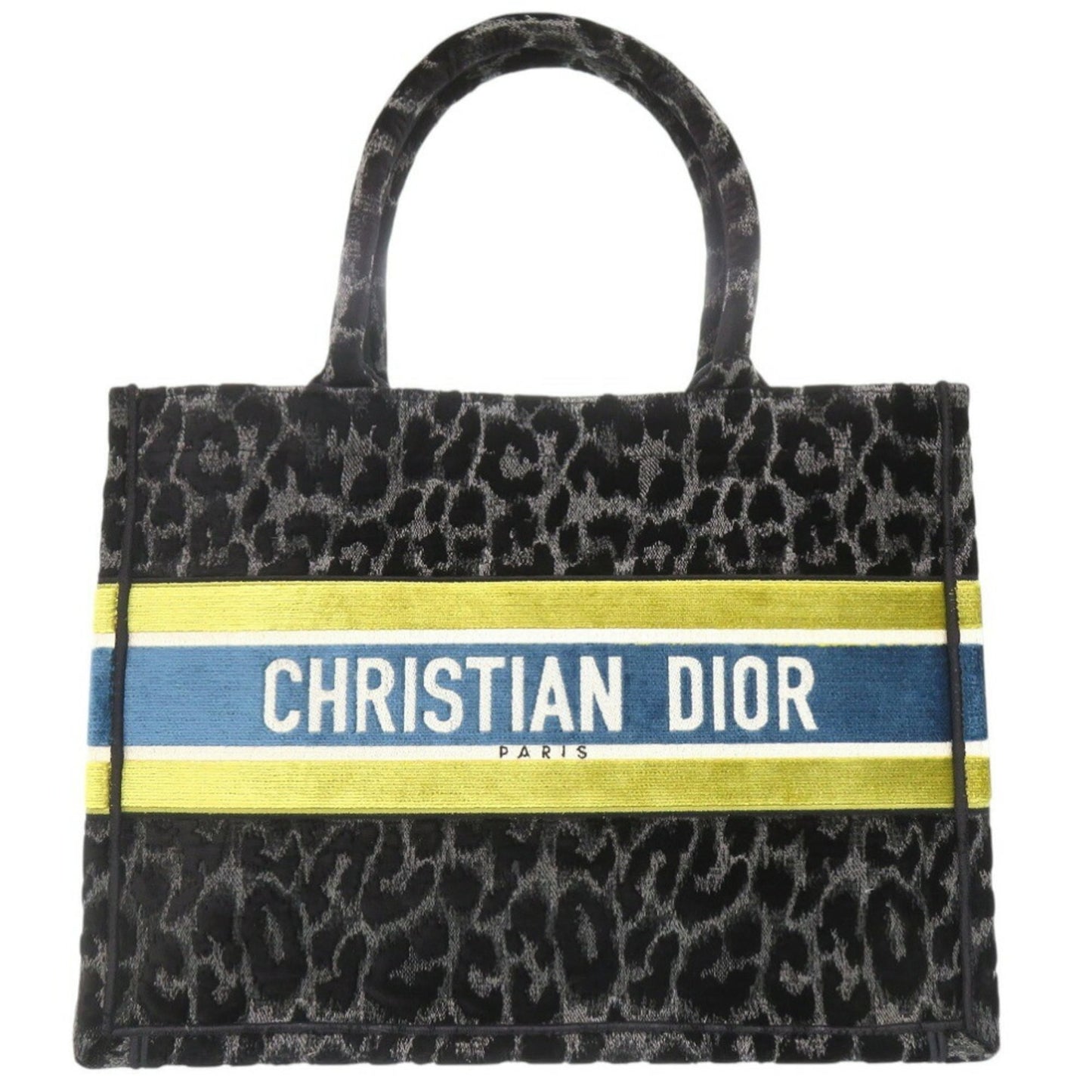 Christian Dior Velour Leopard Book Tote Medium Black 0003Christian