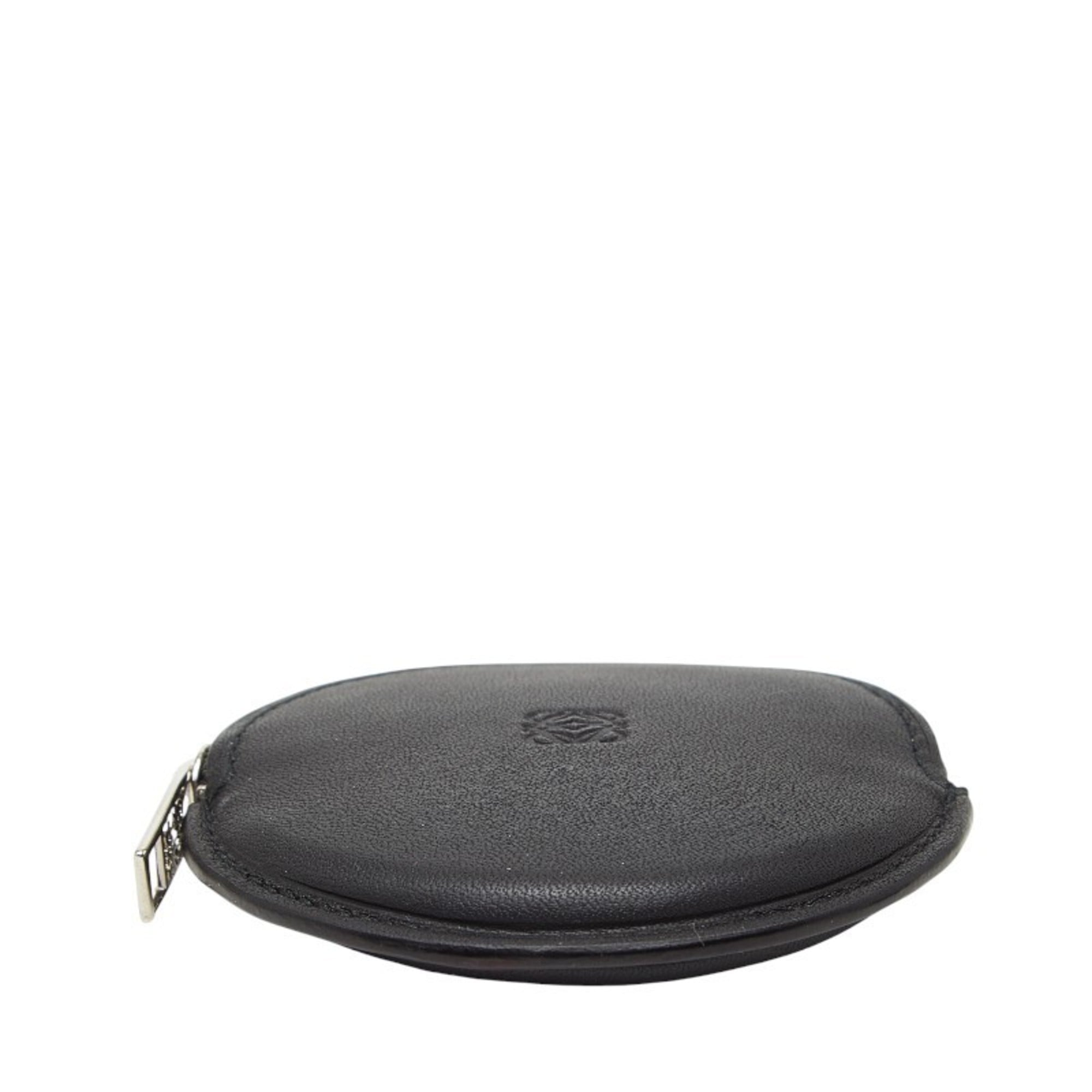 LOEWE Anagram Wallet/Coin Case Black Leather Women's