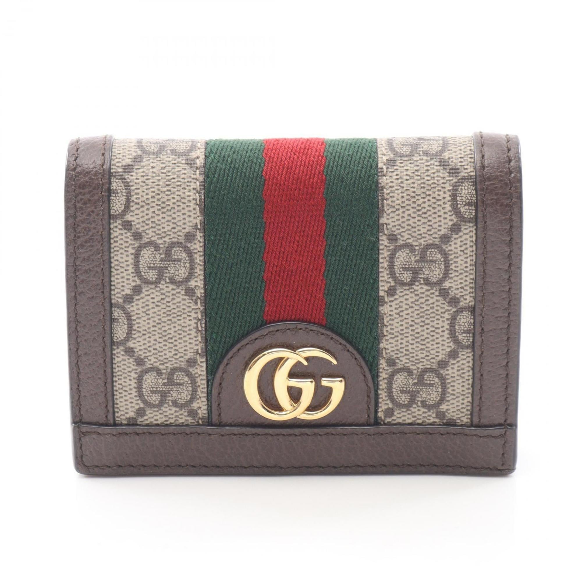 Gucci Ophidia GG Supreme Leather Bi-fold Wallet, Women's, Gray Multicolor, 523155
