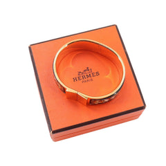 Hermes HERMES Loquet Email GM Bangle Bracelet Gold Black — Like New
