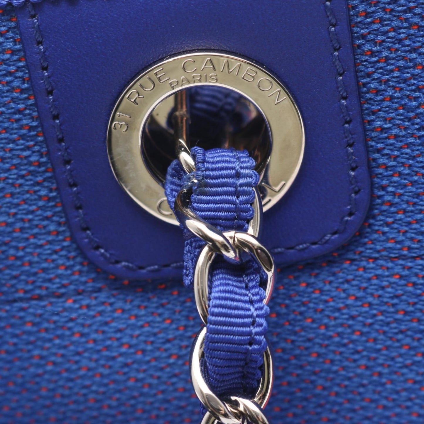 CHANEL Deauville PM Tote Bag, Canvas and Leather, Women's, Blue Red, A66939