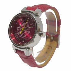 Louis Vuitton Tambour TRUNKS & BAGS wristwatch, total weight 34.8g, stainless steel, genuine leather strap, quartz movement, red dial, Q121N — Good