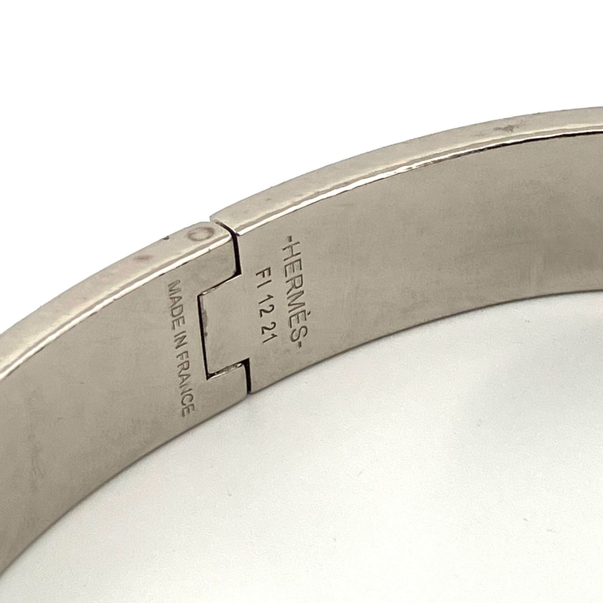 Hermes Hermès Click Clack PM Bangle in Gray with Matte Silver Hardware