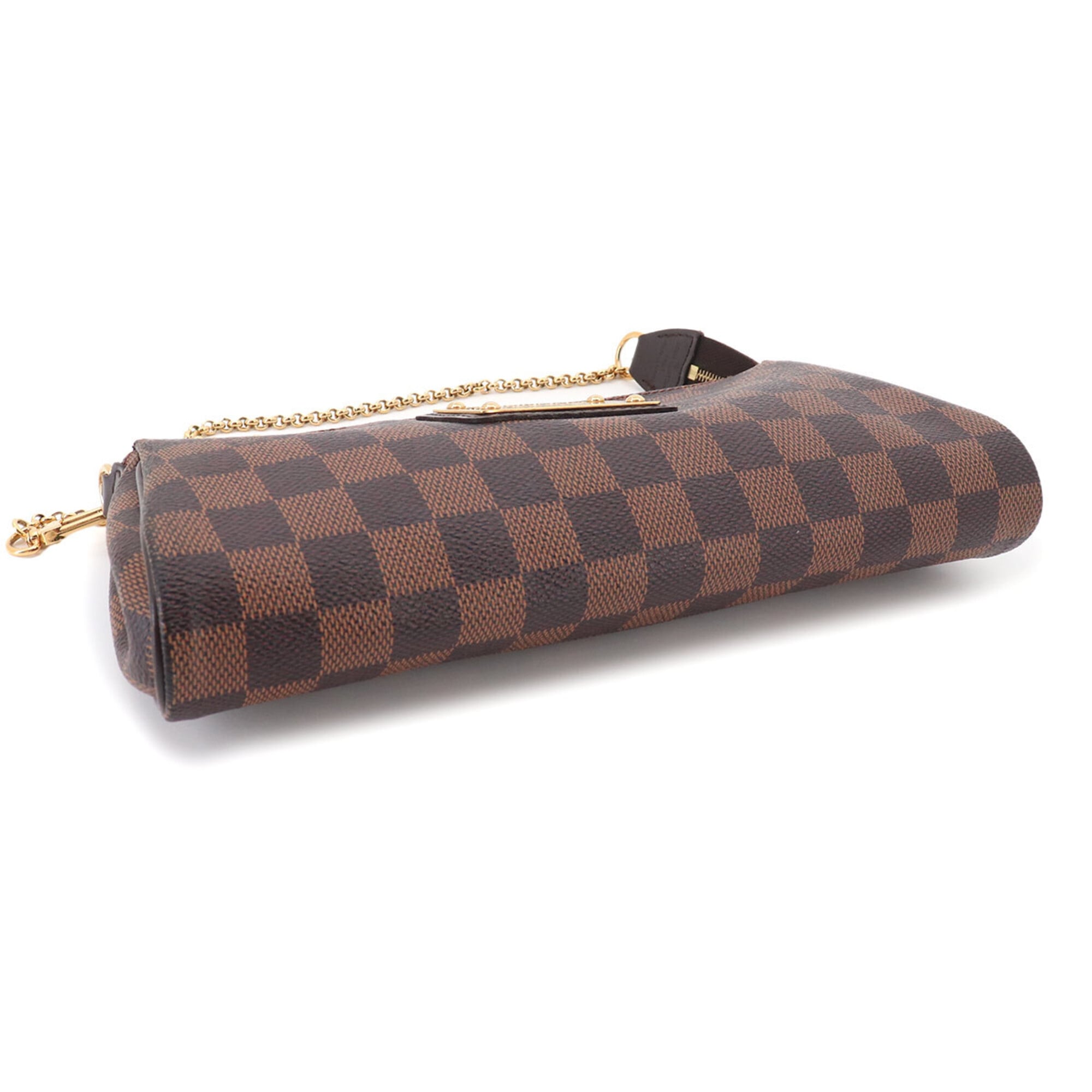 Louis Vuitton Damier Eva 2-way Hand/Shoulder Handbag, Ebene N52213, Gold Hardware — Like New