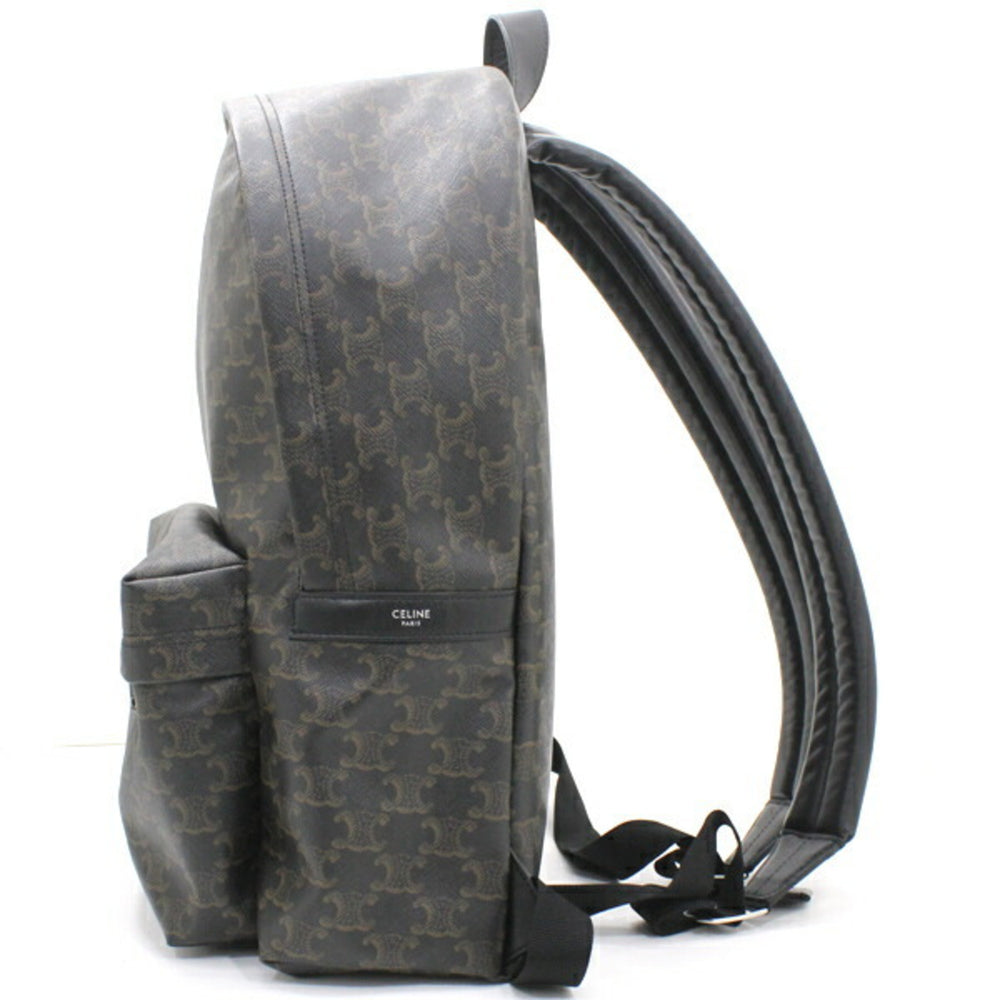 CELINE Backpack Triomphe Canvas Black Brown Rucksack Men's 188382BOV T5686 — Like New
