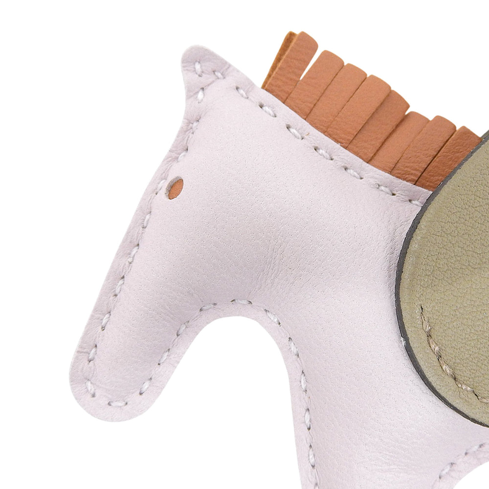 HERMES Rodeo Pegasus PM bag charm in Agneau Milo mauve pale beige Malfa Pain d'Épices with W stamp, box included, made France, women's — Like New