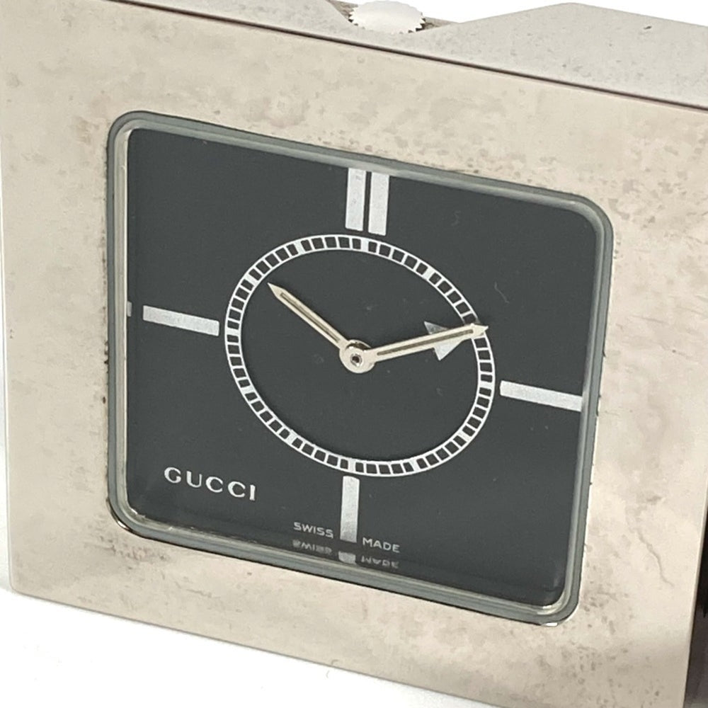 GUCCI REF0840 Logo Travel Watch Interior Table Clock SS Men's Women's Silver — Good