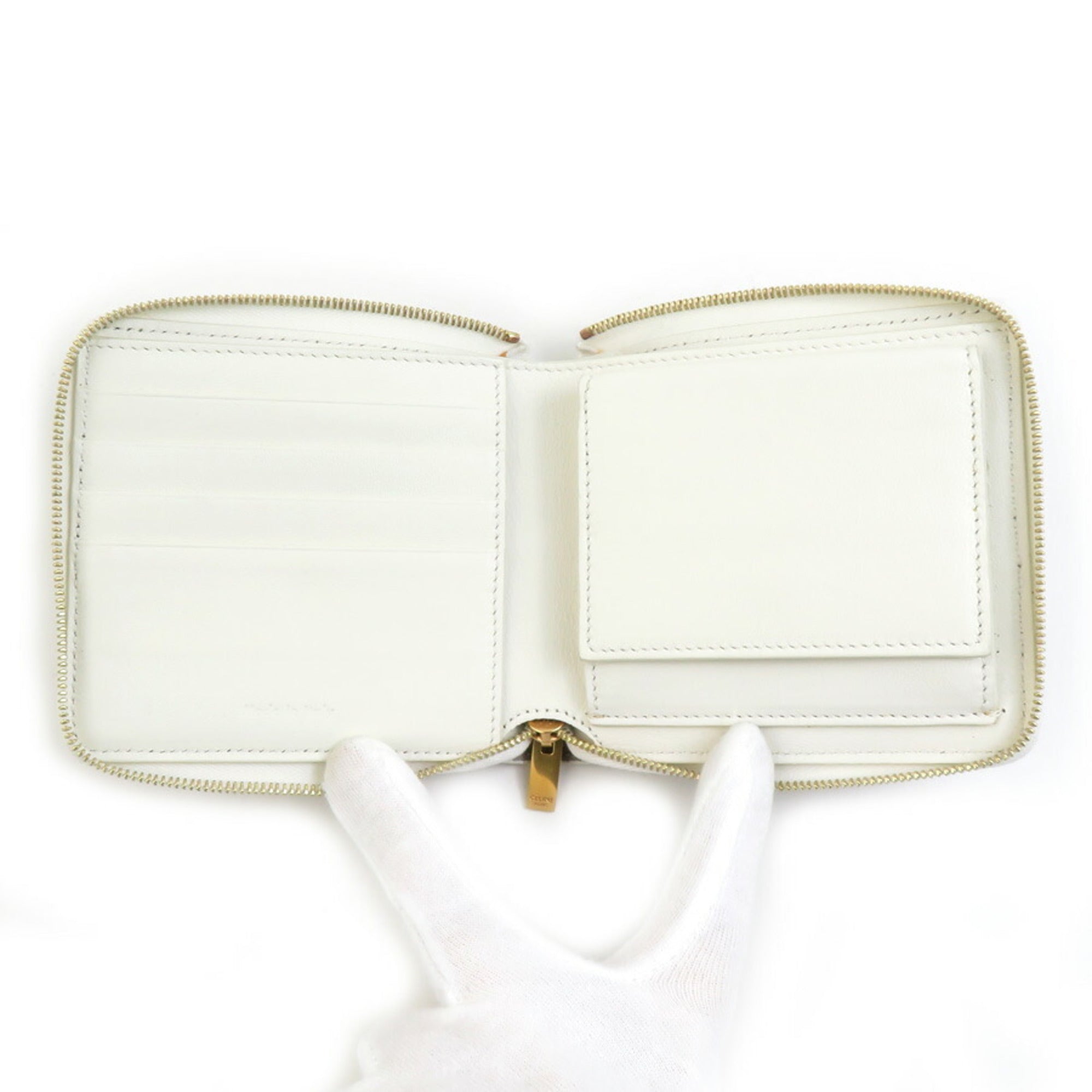 Celine Women's Bifold Wallet in Gray and Ivory Leather (56445k)