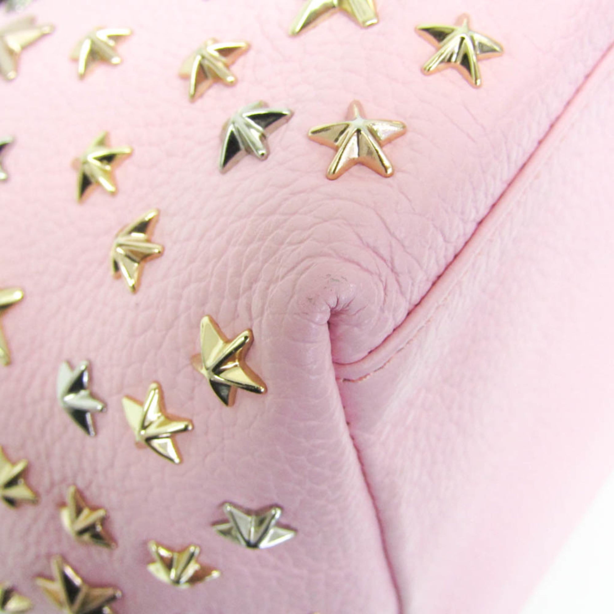 Jimmy Choo Sophia Small Men,Women Leather Studded Tote Bag Pink — Like New
