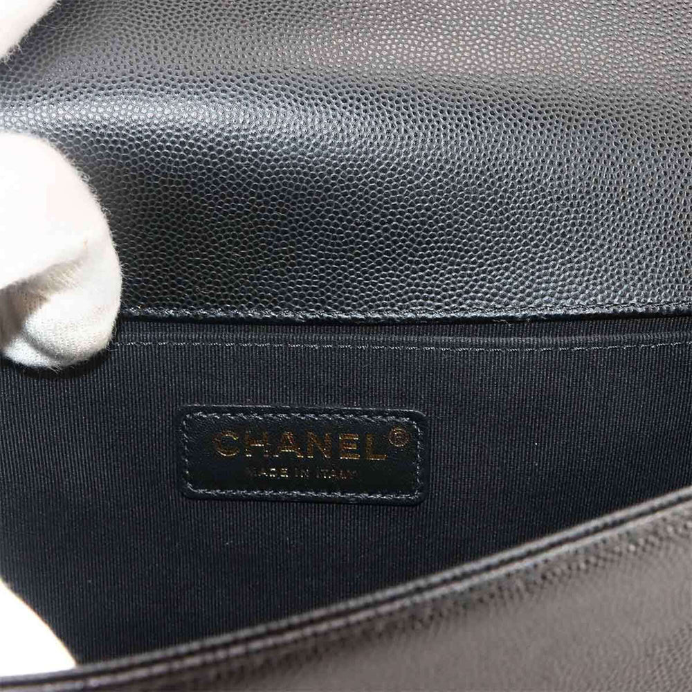 Chanel Boy Chain Shoulder Handbag, Caviar Leather, Black, A67086, Gold Hardware, BOY CHANEL Bag — Like New