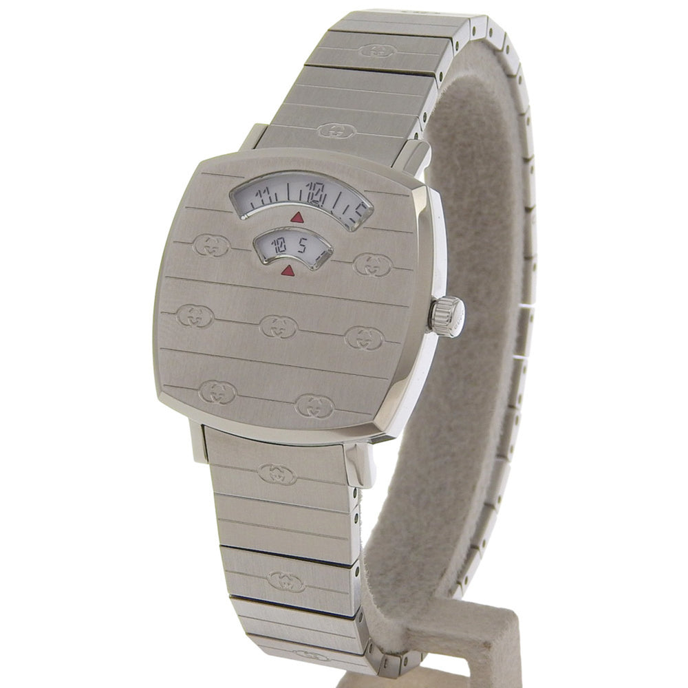 Gucci Grip Watch, Interlocking G, 157.5mm, Stainless Steel, Quartz Movement, Analog Display, White Dial, Women's — Very Good