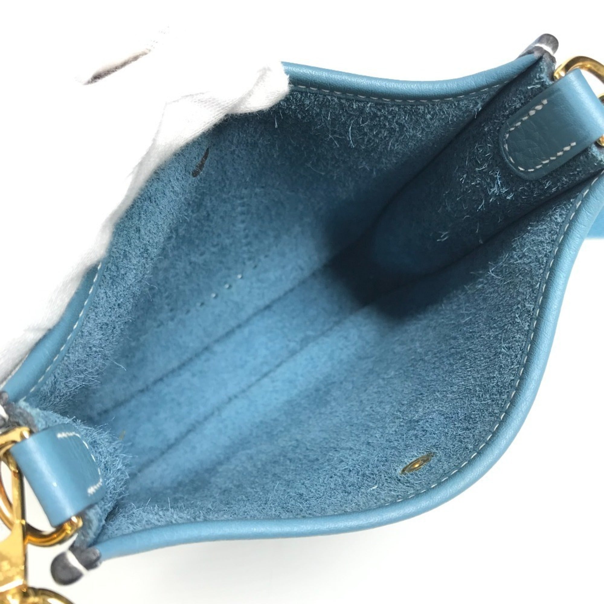 HERMES Evelyn TPM 16 Crossbody Pochette/Shoulder Bag in Taurillon Clemence Leather, New Blue Sheen for Men and Women — Like New