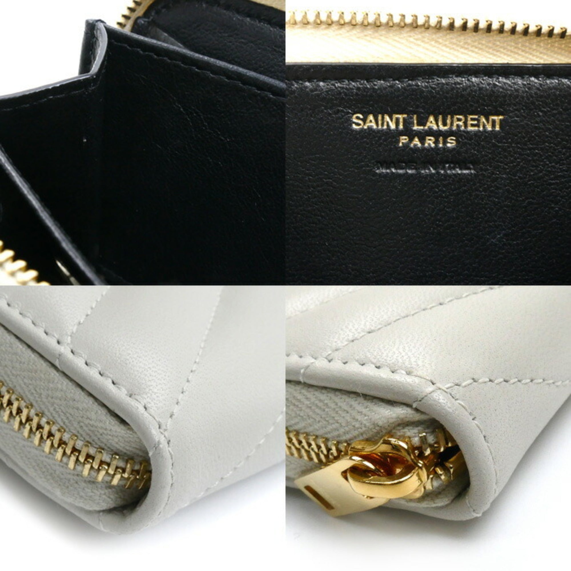 Yves Saint Laurent SAINT LAURENT PARIS Saint Laurent Paris Cassandra Matelasse Coin Case Ivory 753788 Women's