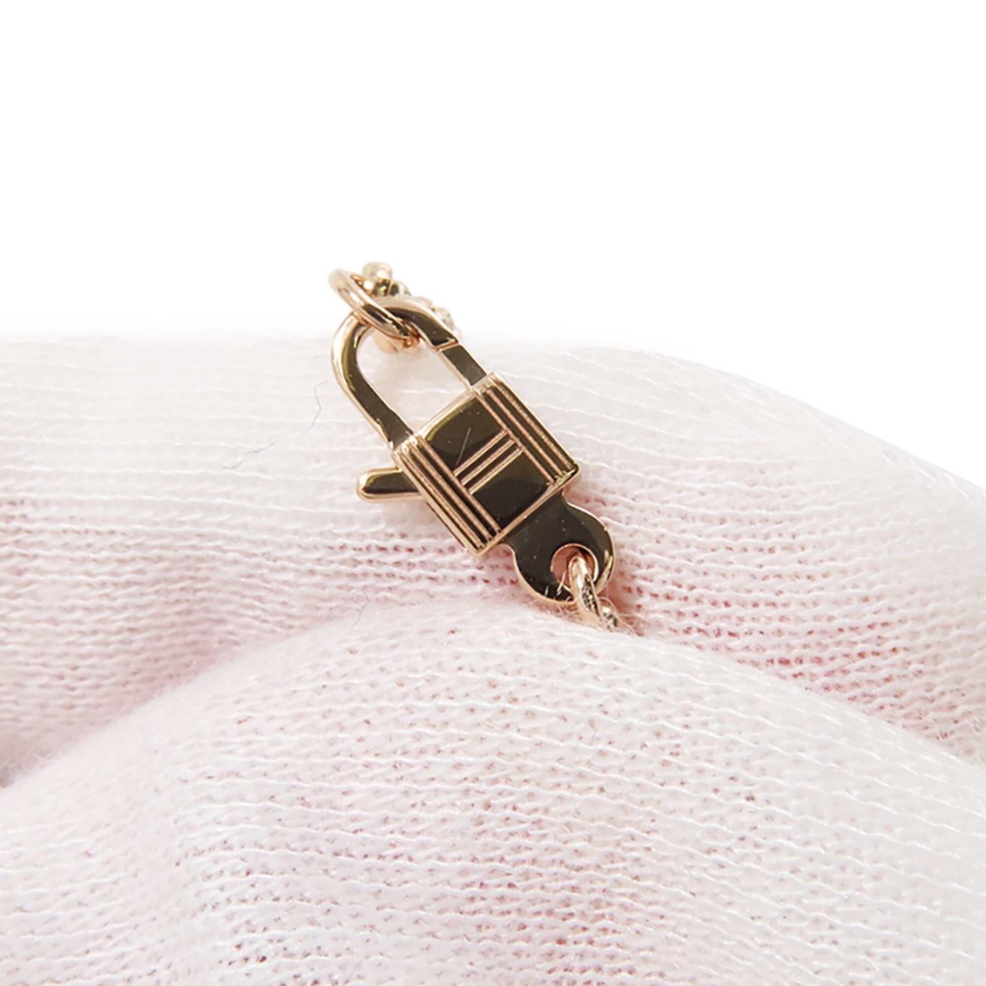 Hermes Kelly Clochette PM Necklace with 104 Diamonds (0.53ct total) in 18K Pink Gold. HERMES pendant, diamond — Like New