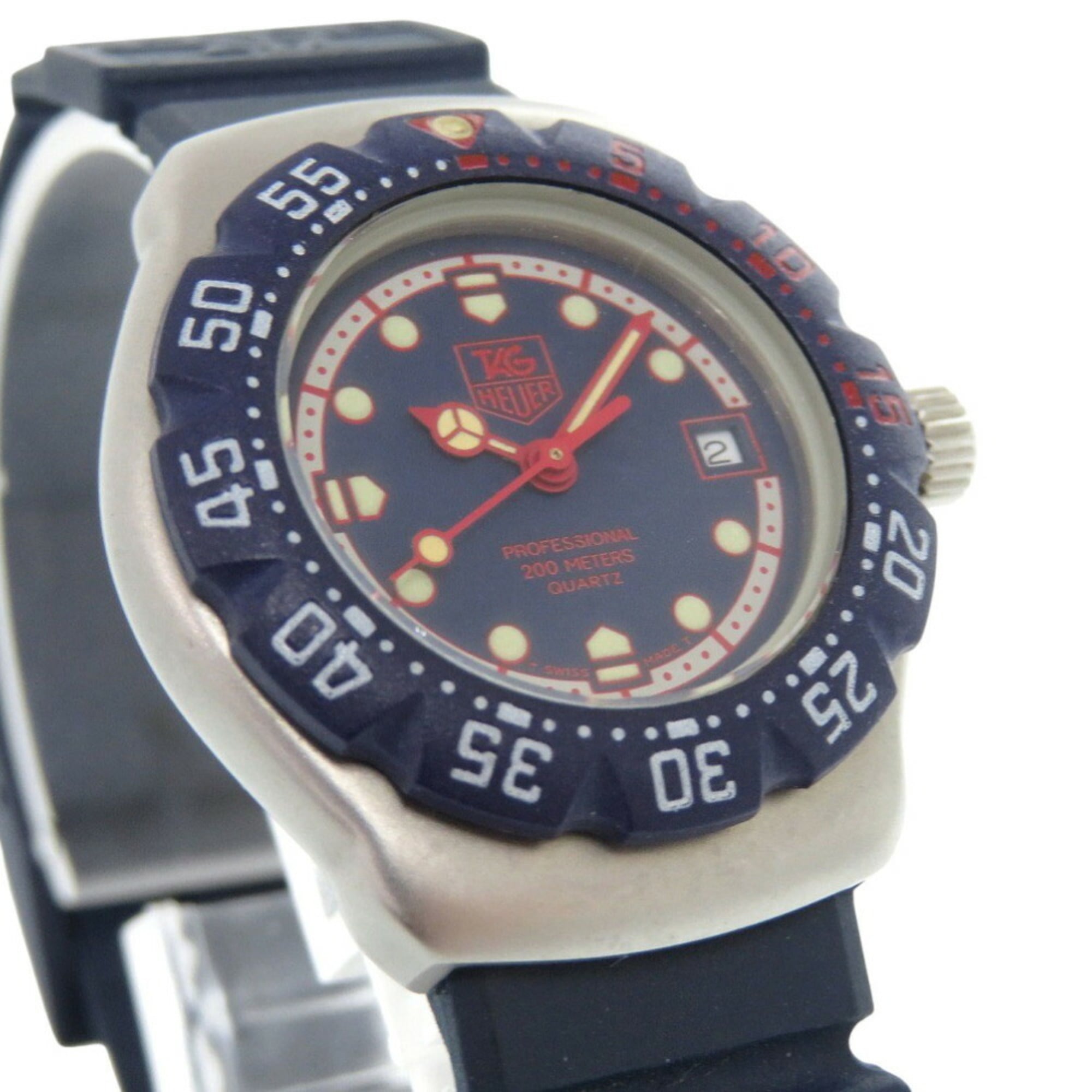 TAG Heuer Formula 1 370.508 Stainless Steel Rubber Navy Quartz Wristwatch 1911 HEUER — Very Good