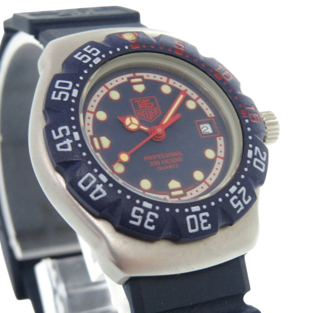 TAG Heuer Formula 1 370.508 Stainless Steel Rubber Navy Quartz Wristwatch 1911 HEUER — Very Good