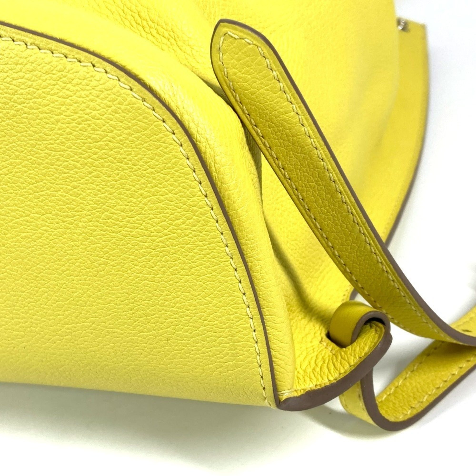HERMES Sacado GR24 Backpack Bag Rucksack Leather Men's Women's Yellow Like New — Like New