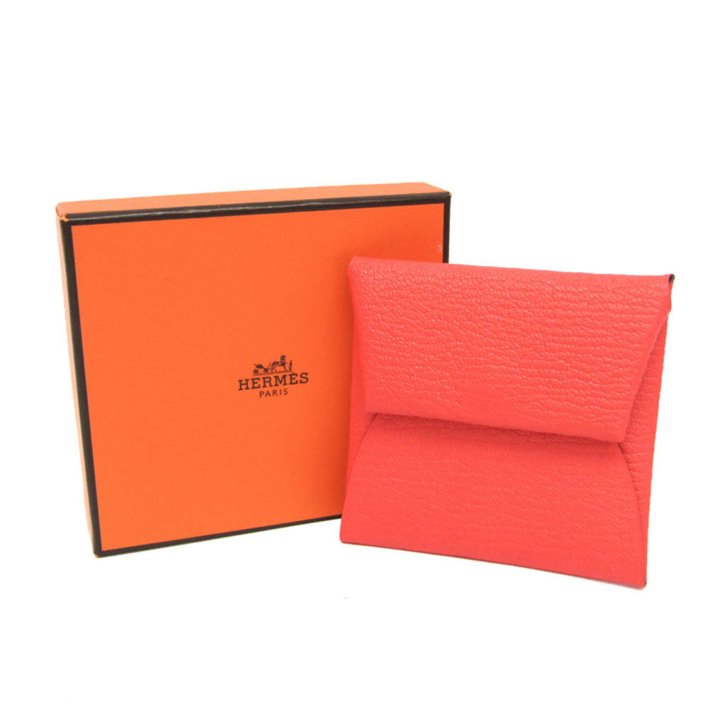 Hermes Bastia Verso Men,Women Chevre Leather Coin Purse/coin Case Beige,Pink