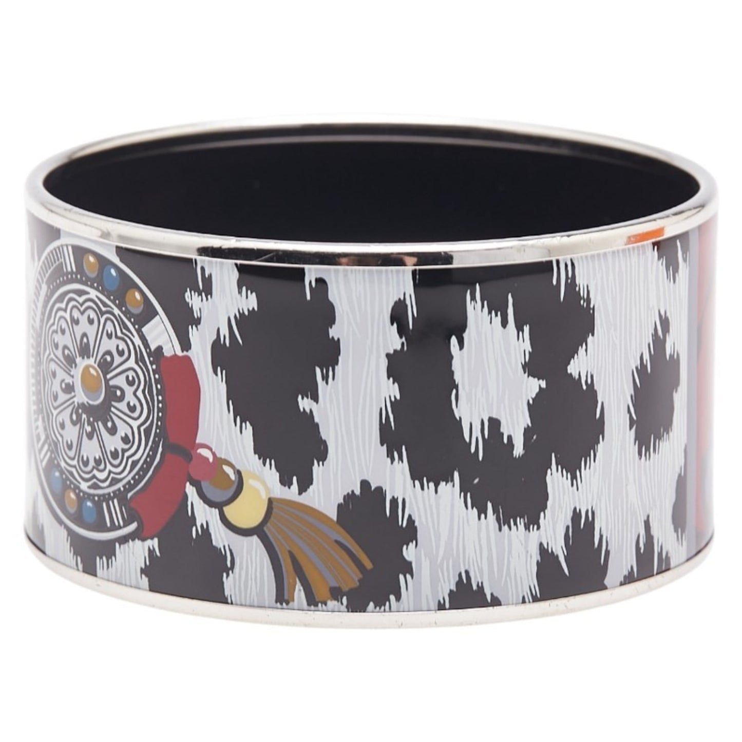 Hermes TGM enamel cloisonné bangle in silver and multicolored metal, women's.