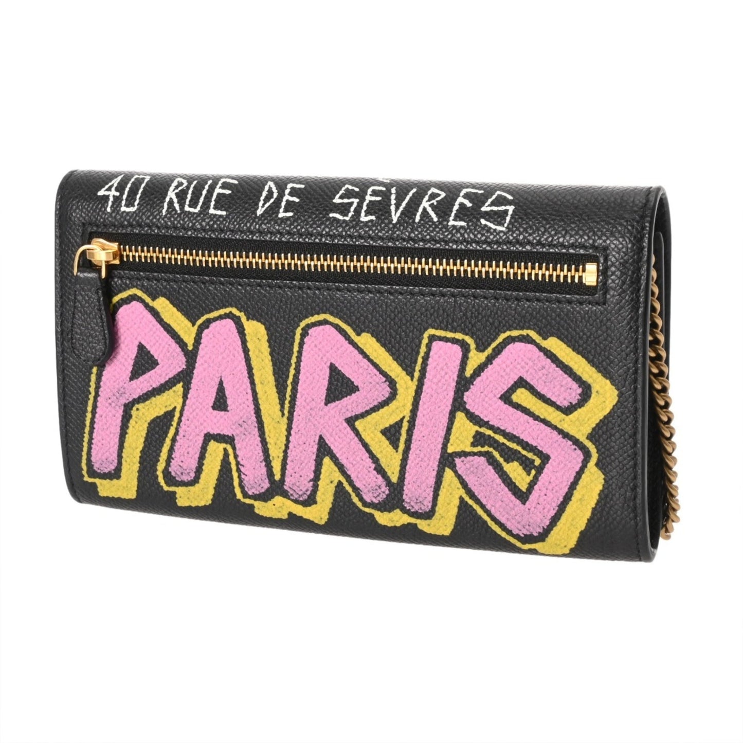 BALENCIAGA Chain Wallet Black 579309 Women's Calf Leather Shoulder Bag A Rank Pre-owned Ginzo