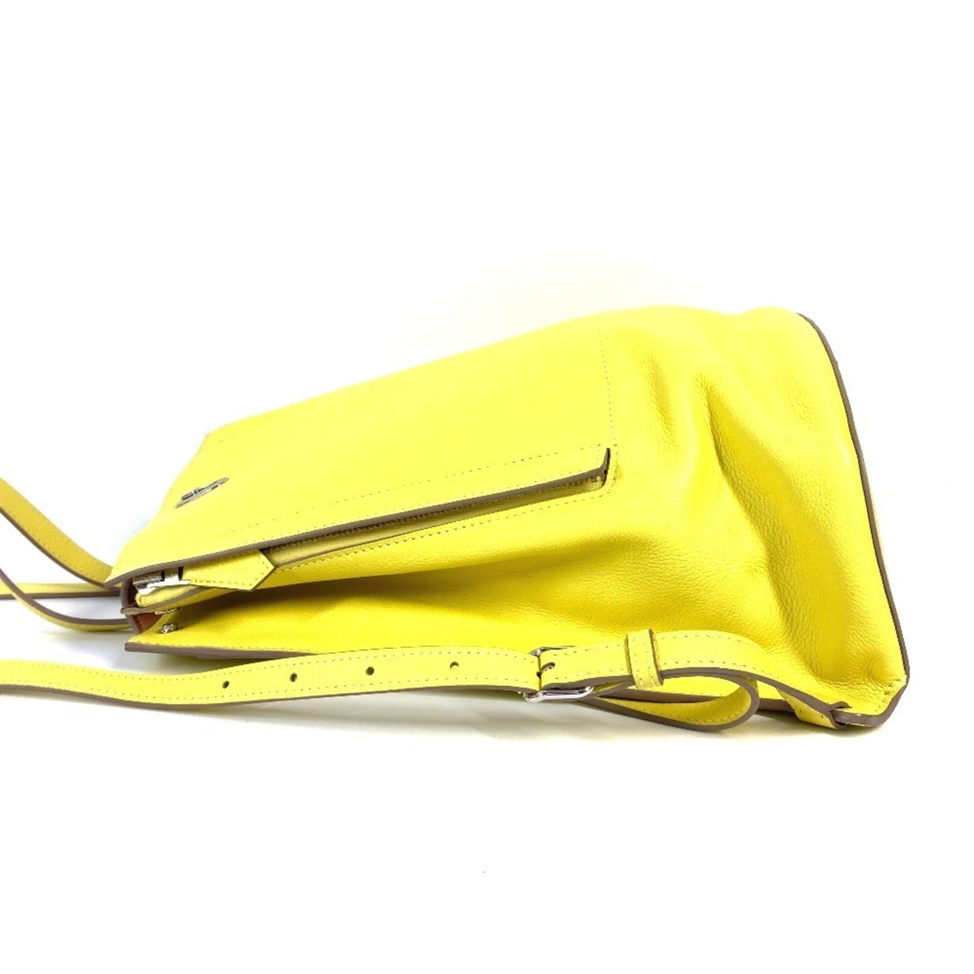 HERMES Sacado GR24 Backpack Bag Rucksack Leather Men's Women's Yellow Like New — Like New