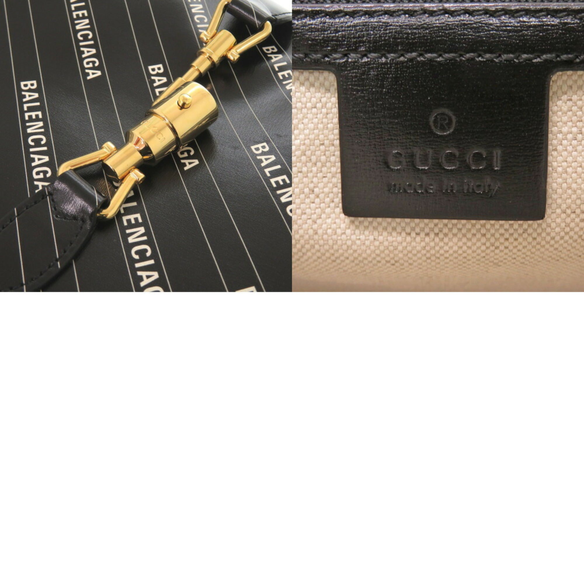 Gucci Jackie 1961 The Hacker Project Balenciaga Collaboration 636712 Leather Black Shoulder Bag 1707GUCCI — Like New