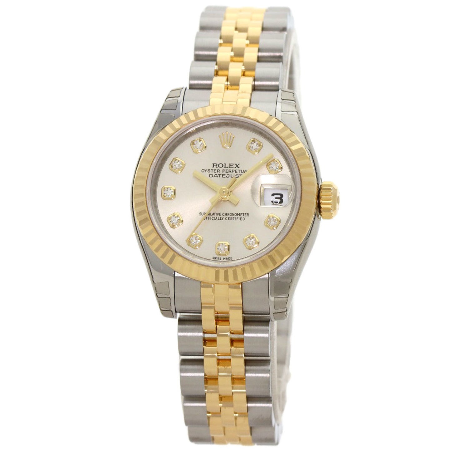 Rolex 179173G Datejust 10P Diamond Watch Stainless Steel SS x K18YG Ladies