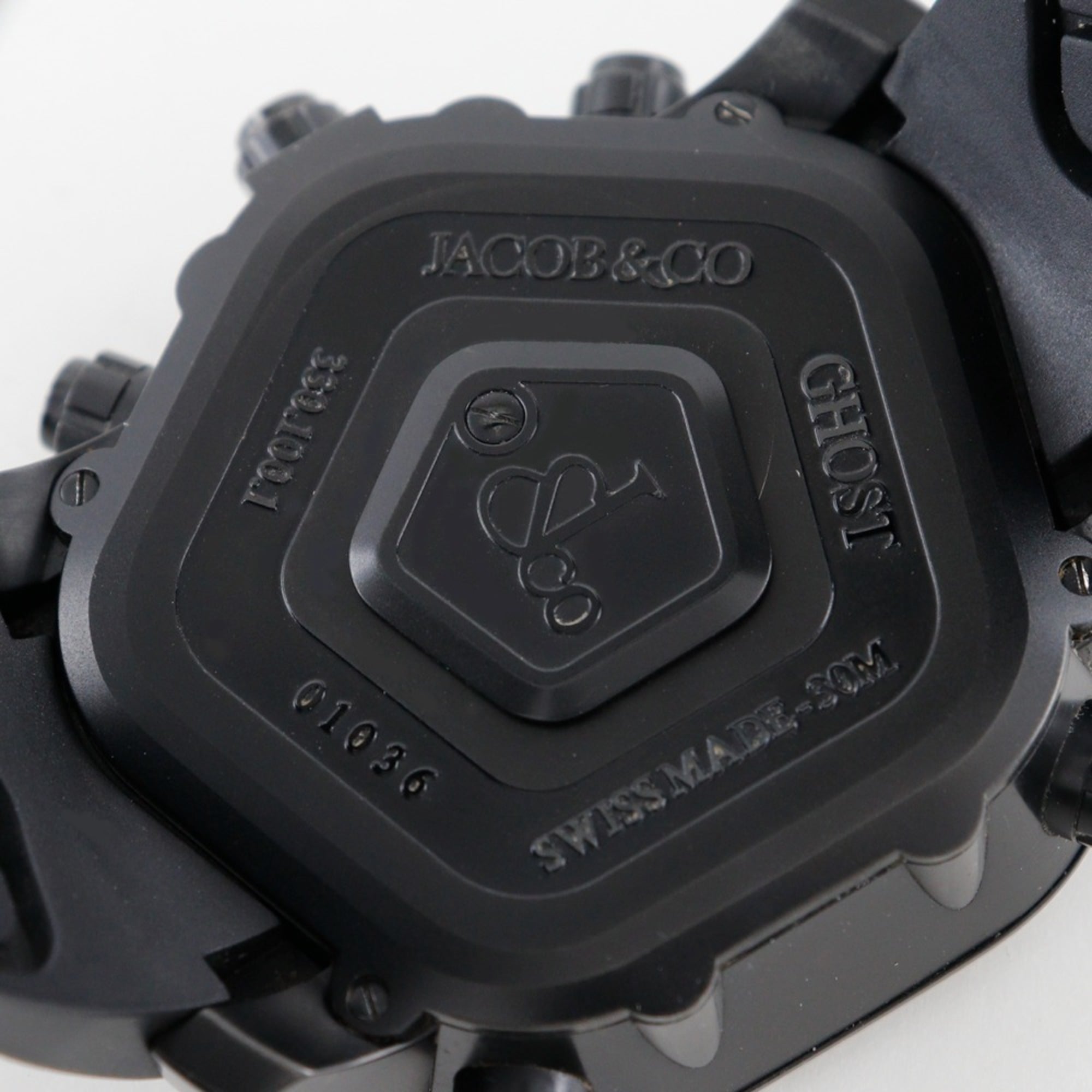 JACOB & CO 5 Time Zone Ghost Watch GMT JC-GST-WHD Stainless Steel x Rubber Black Quartz Digital Display Dial Men's — Very Good