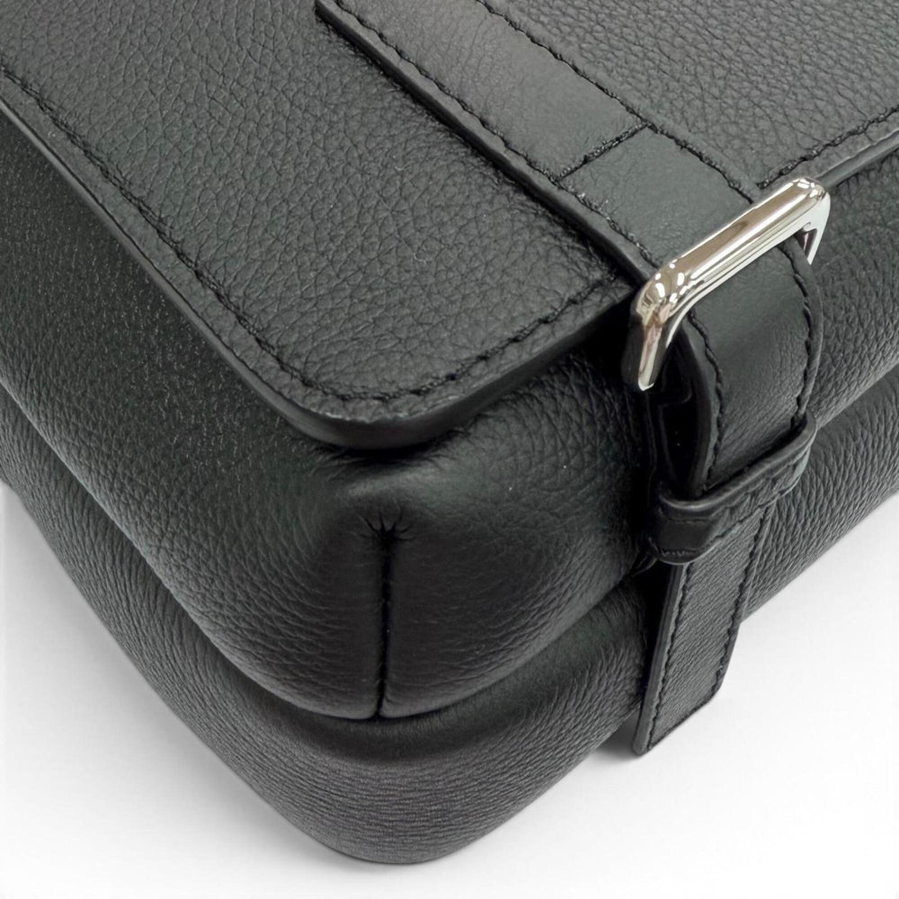 LOEWE B553A72X22 Leather Anagram Logo Military Messenger Shoulder Bag, Black, XS, Made in Portugal, Men's, with Dust Bag — Like New