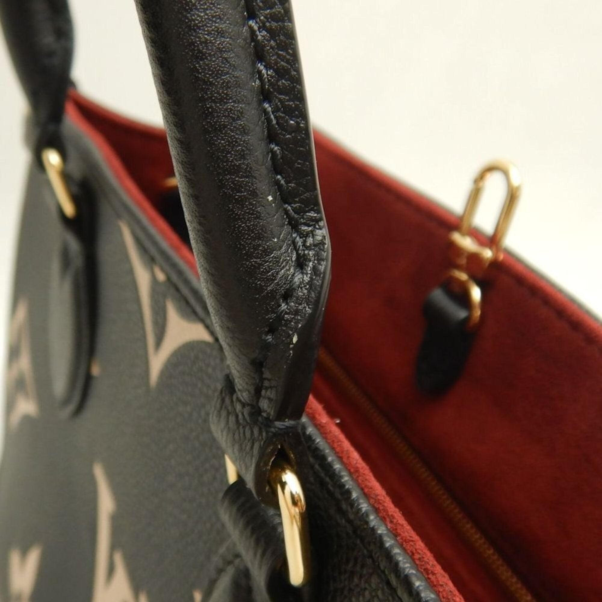 LOUIS VUITTON Louis Vuitton Bicolor Monogram OnTheGo PM M45659 Handbag Black Empreinte Beige Women's 253836 — Like New