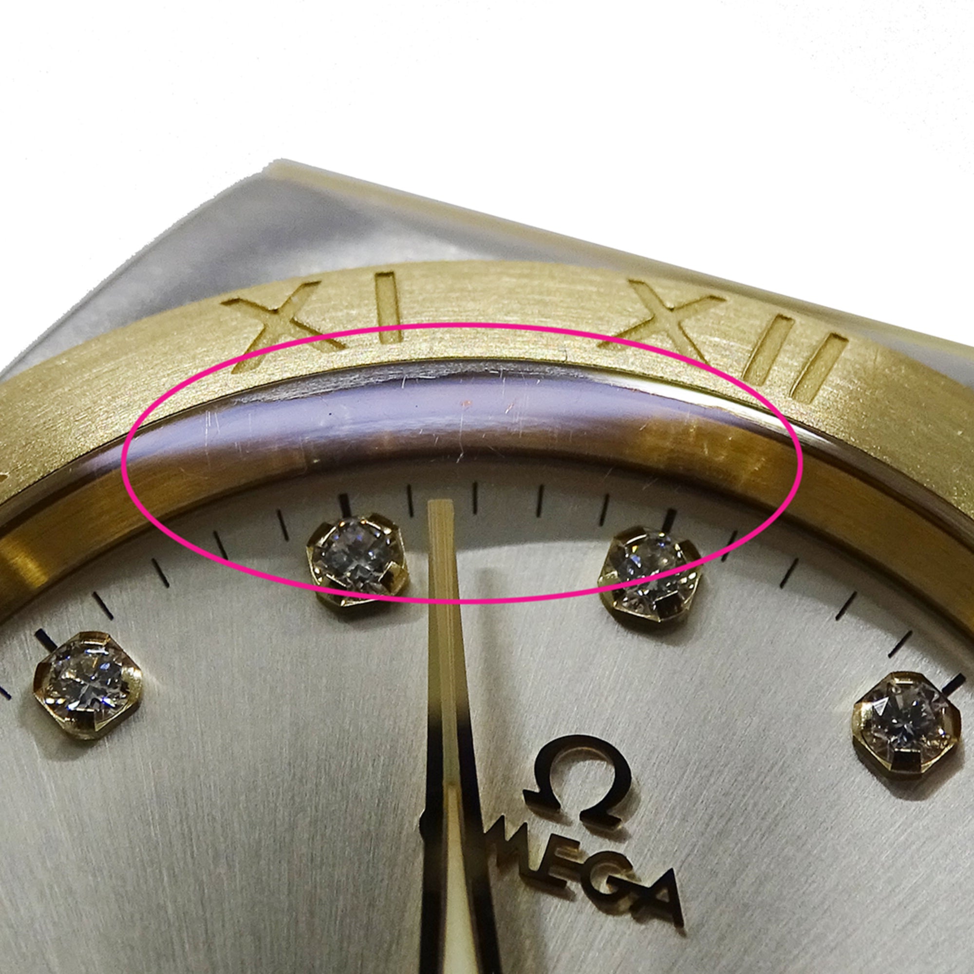 Omega Constellation 123.20.38.21.52.002 Men's Watch, Brand Name, 11P Diamonds, Co-Axial Movement, Date, Automatic Winding, Stainless Steel (SS) and Gold (YG) Combination — Good