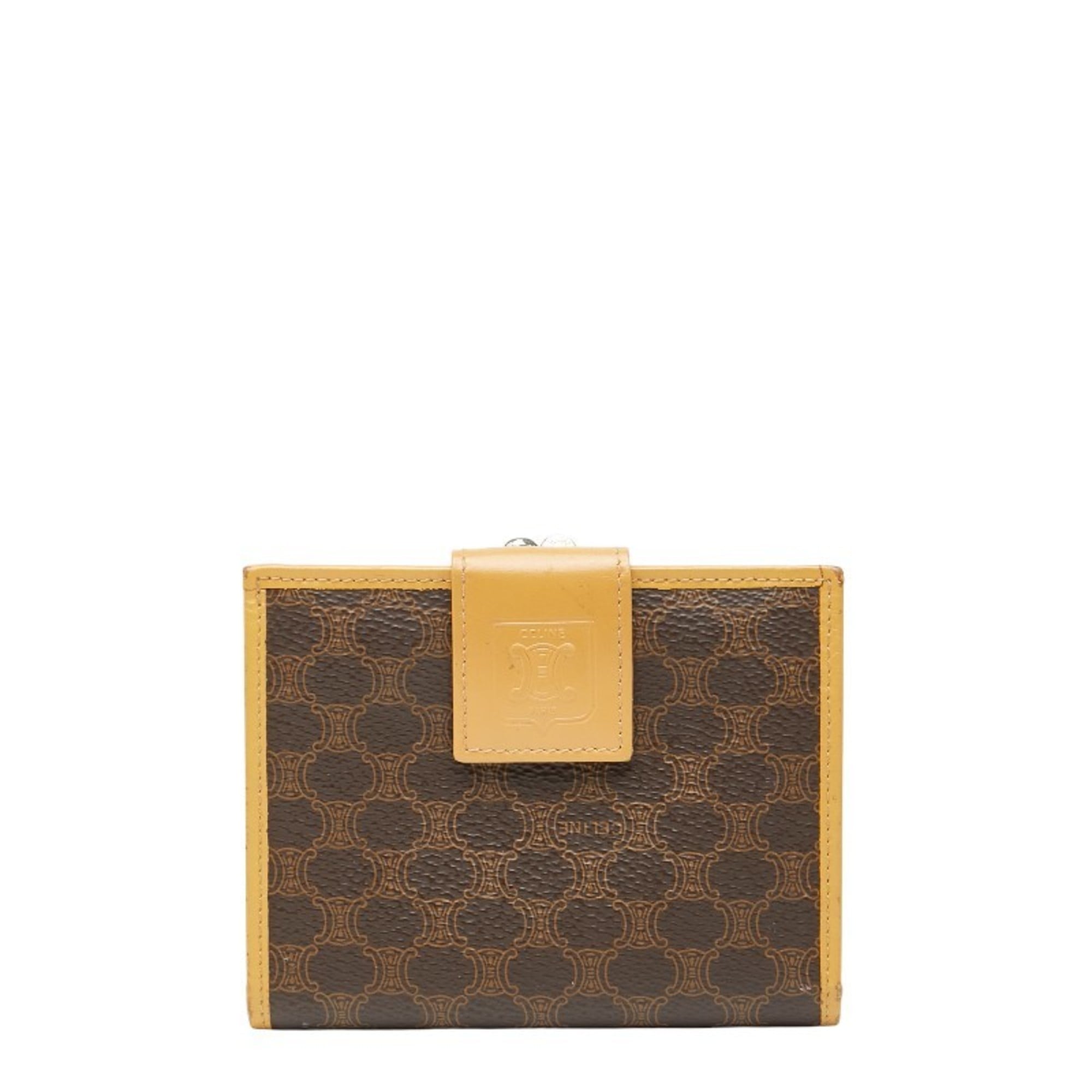 Celine Macadam Clasp Bifold Wallet in Brown and Beige Leather for Women