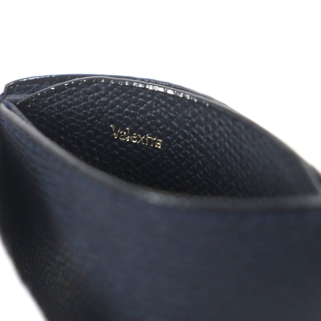 Valextra Double Money Clip Leather Wallet/Billfold in Dark Navy with Silver Hardware, Includes Box and Dust Bag, Made Italy for Men