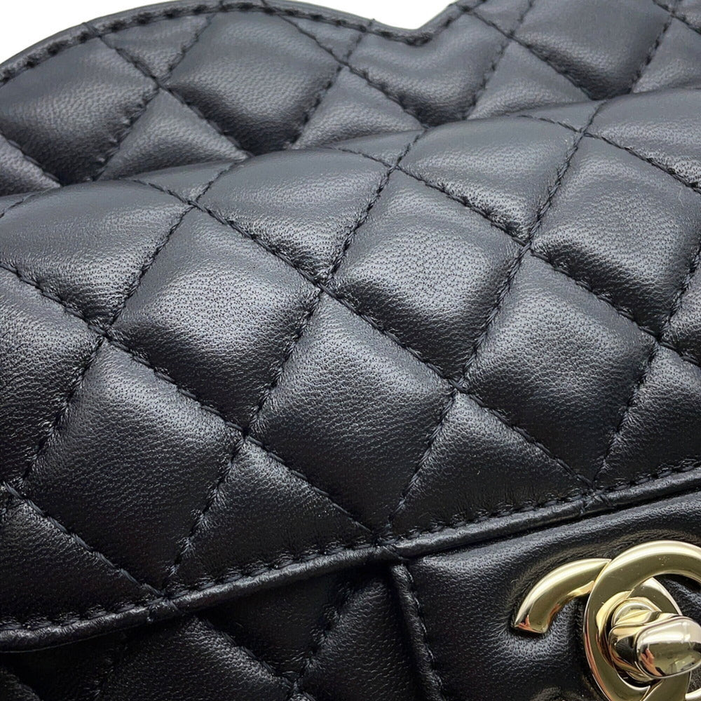 Chanel Chain Shoulder Bag Matelassé Coco Mark Heart Lambskin AS5764 CHANEL Black Handbag Women's — Like New