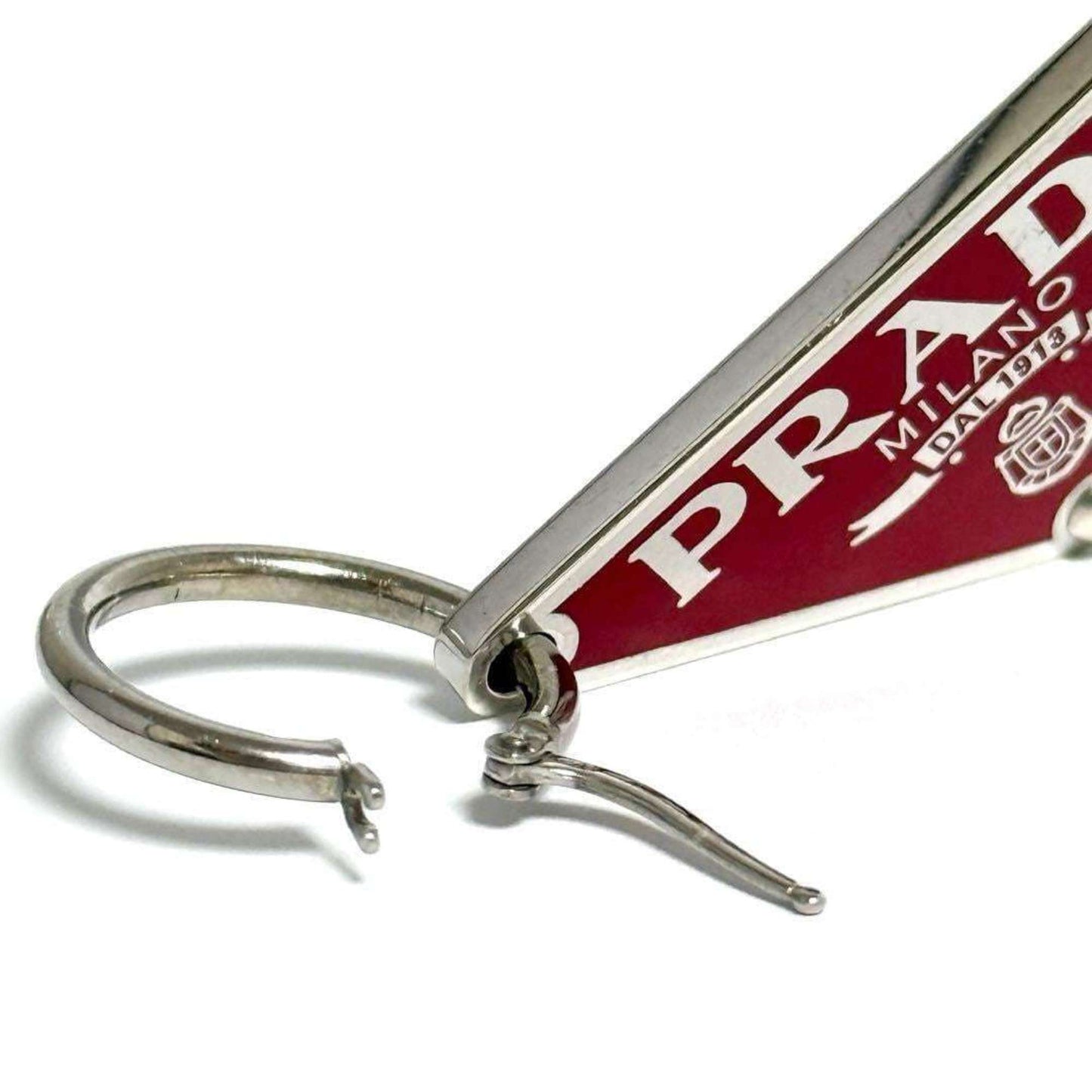 Prada Women's and Men's Single Earrings Symbol Silver 925