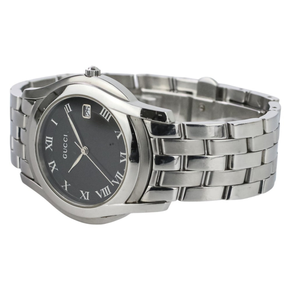 GUCCI Quartz Watch 5500M Black Dial Silver Color Men's — Very Good