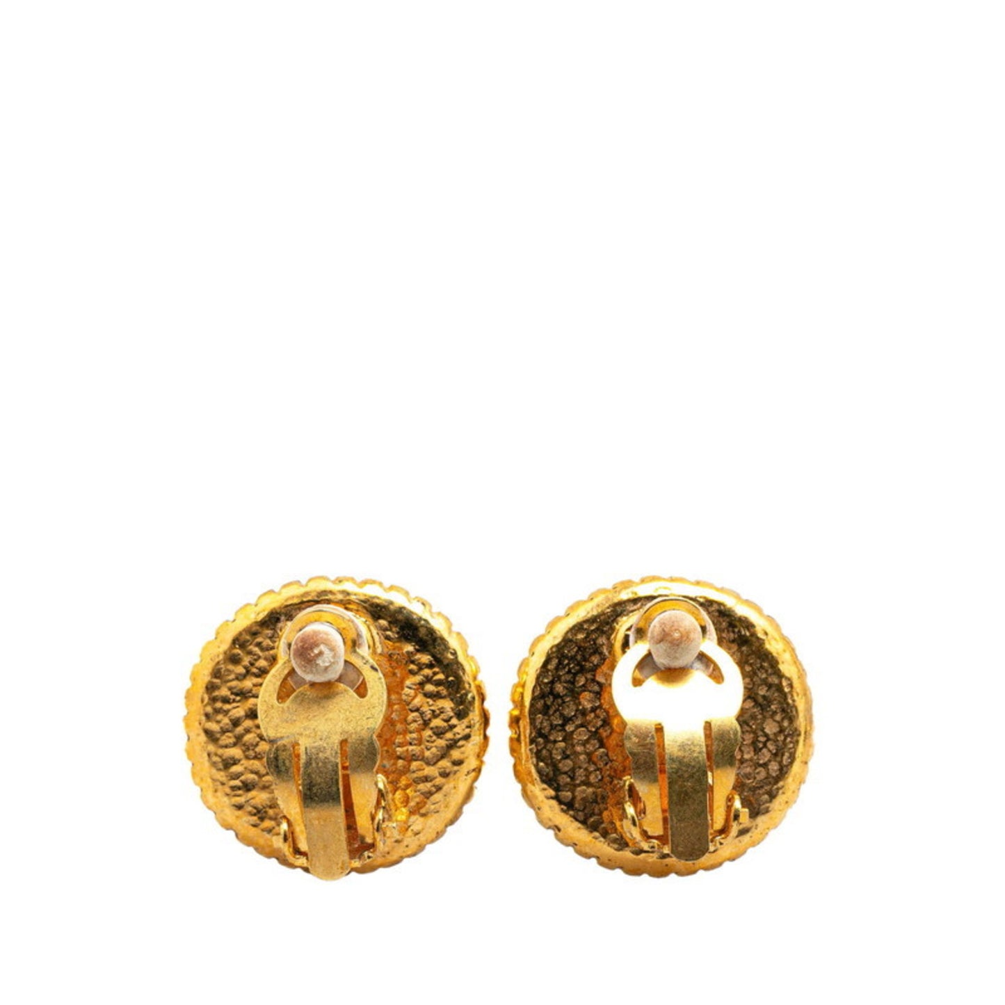 Chanel Coco Mark Round Earrings Gold Plated Women's CHANEL