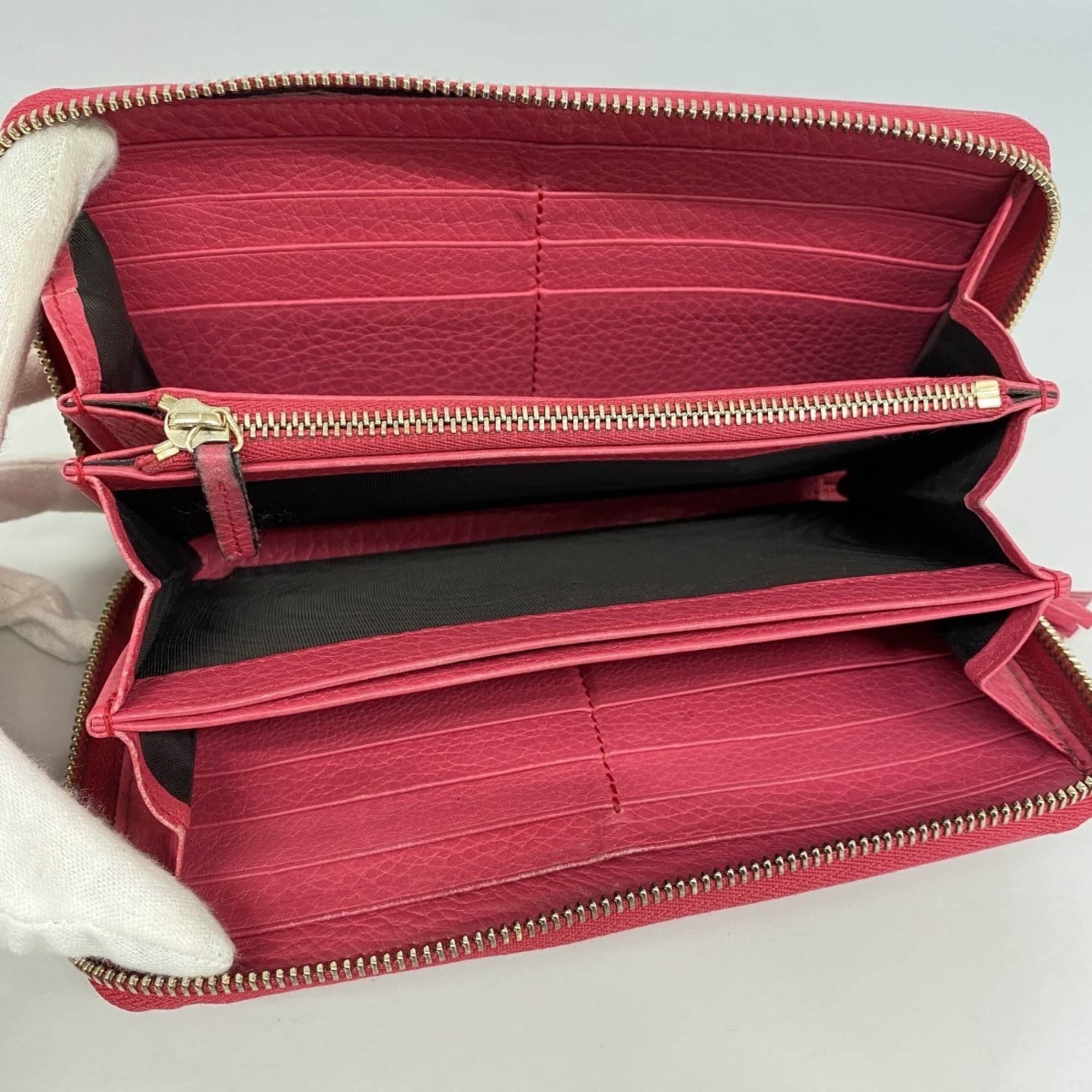 Gucci Soho Long Wallet 308280 Leather Pink Champagne Women's