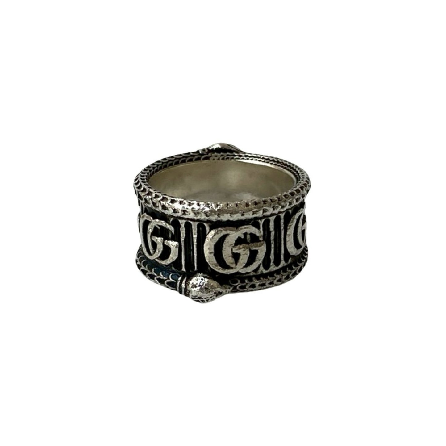 GUCCI Double G Snake Ring, 925 Sterling Silver, Men's Accessory, 52301