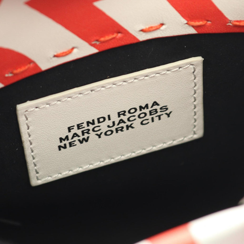 Fendi Sunshine Shopper Mini Handbag, Leather, Women's, Red and White, 8BS051