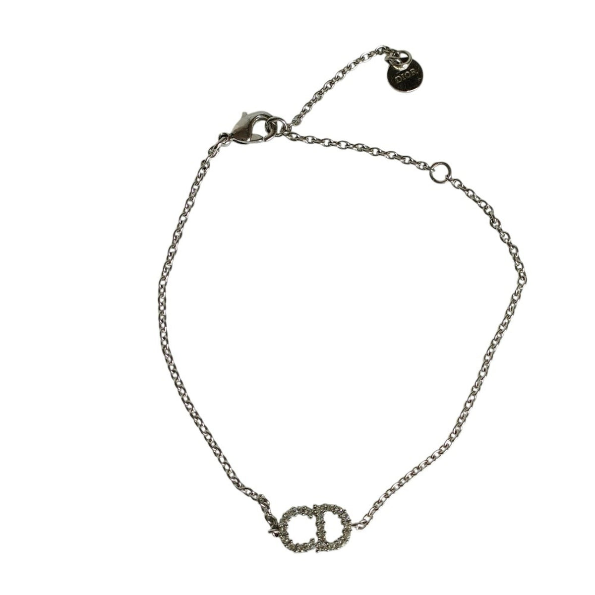 Christian Dior Clair D Lune Rhinestone Chain Bracelet in Silver Metal, Women's, Luxs, Pre-owned Brands — Like New