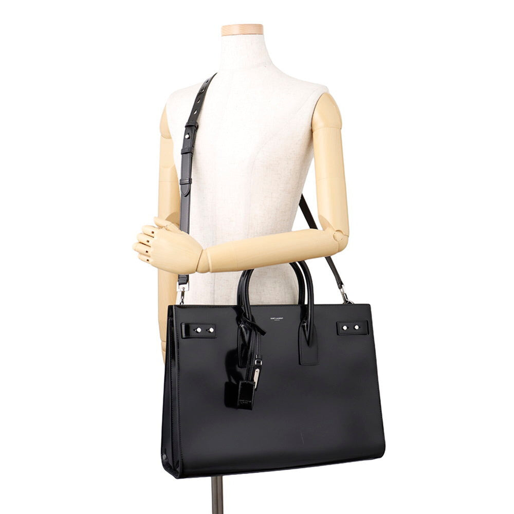 Yves Saint Laurent Saint Laurent Paris handbag, Sac de Jour, large, patent leather, 631526, SAINT LAURENT PARIS, 2-way shoulder bag, men's, black — Like New