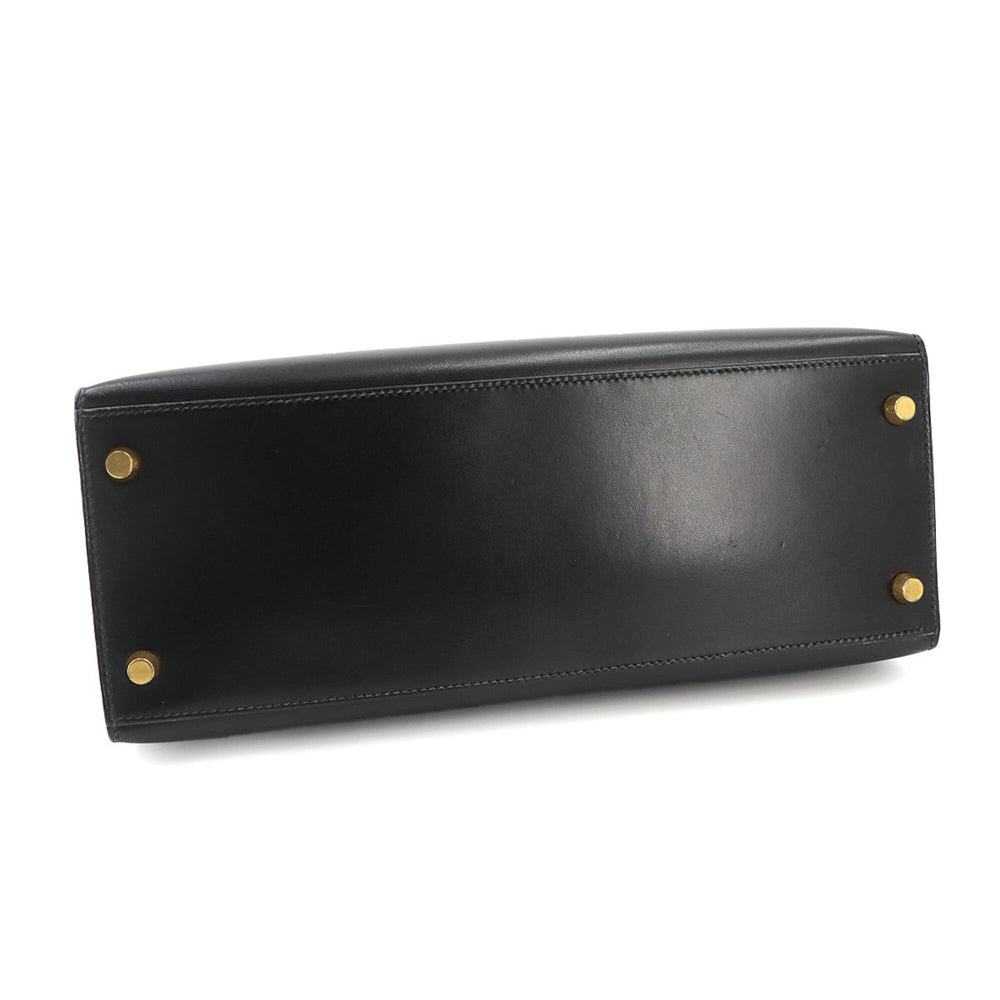 Hermes Kelly 28, Box Calf Leather, Black, 2-way Handbag/Shoulder Bag, 〇X Stamp, Made in 1994, External Stitching, Gold Hardware — Like New