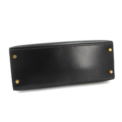 Hermes Kelly 28, Box Calf Leather, Black, 2-way Handbag/Shoulder Bag, 〇X Stamp, Made in 1994, External Stitching, Gold Hardware — Like New