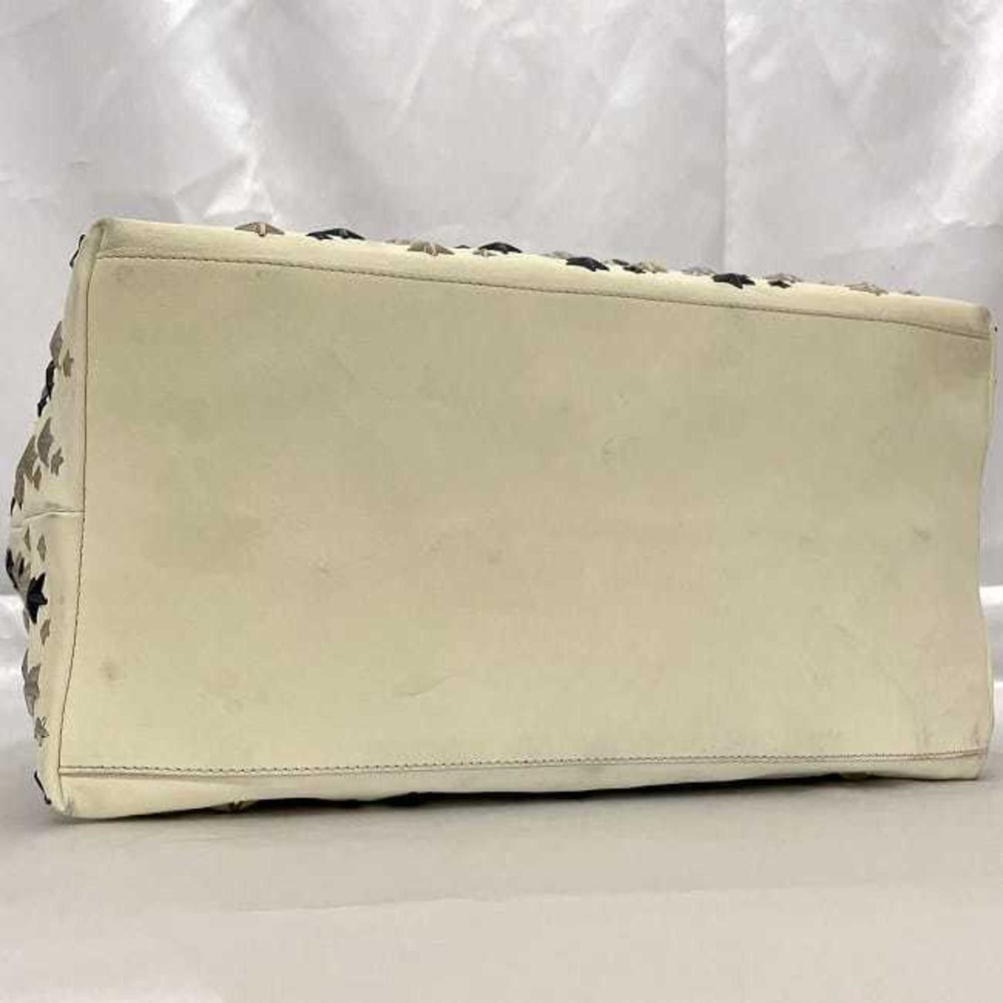 Jimmy Choo Tote Bag Sophia ec-22763 Cream White Leather Studs JIMMY CHOO Star Women Men A4