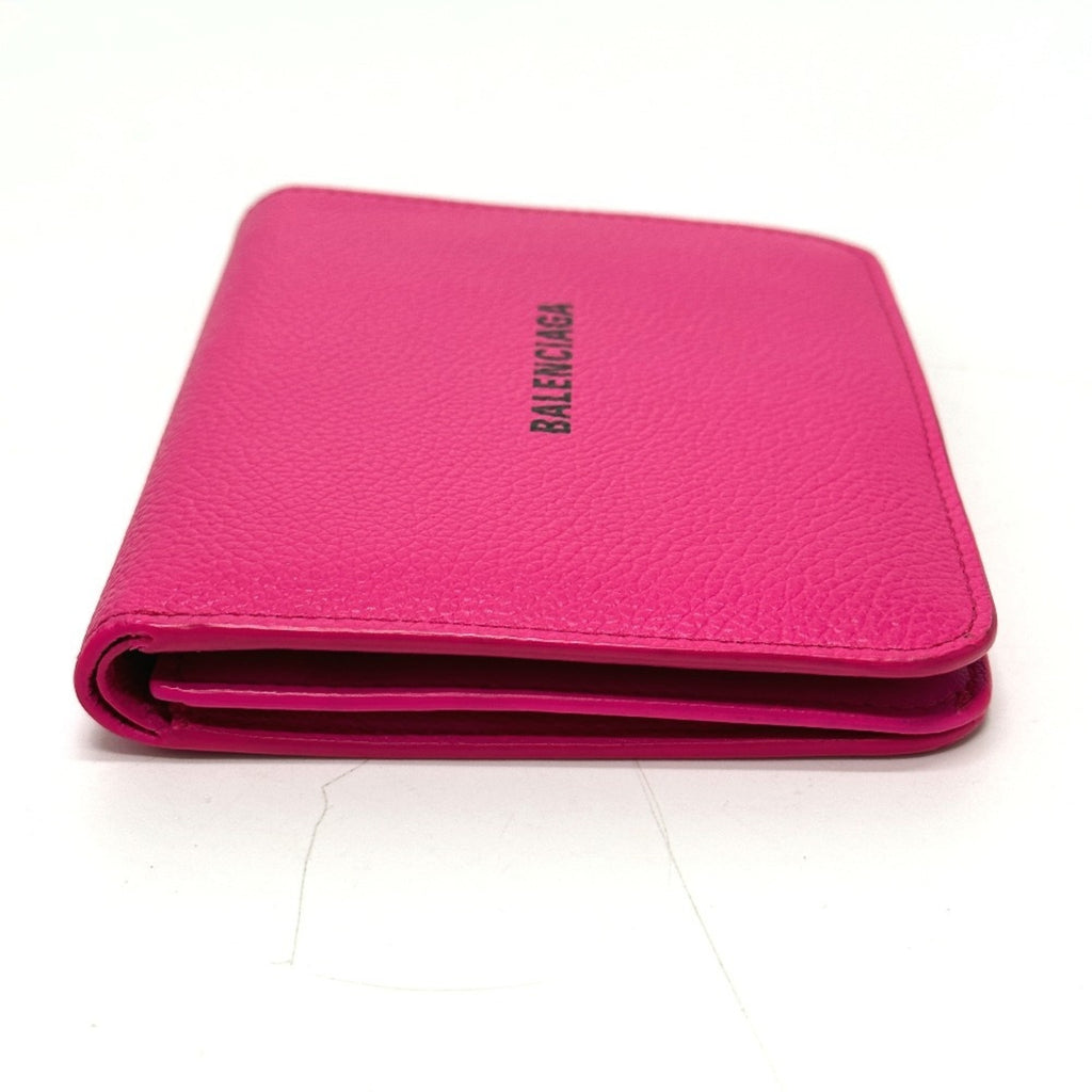 BALENCIAGA Logo Ville Medium Wallet, Bi-fold Leather, Unisex, Pink