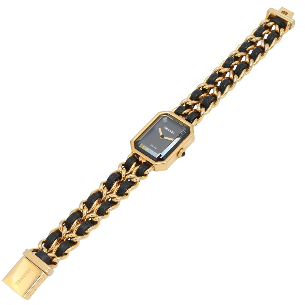 CHANEL Premiere Original Edition Watch, GP (Gold Plated), Leather, Women's, Black, H6951 — Very Good