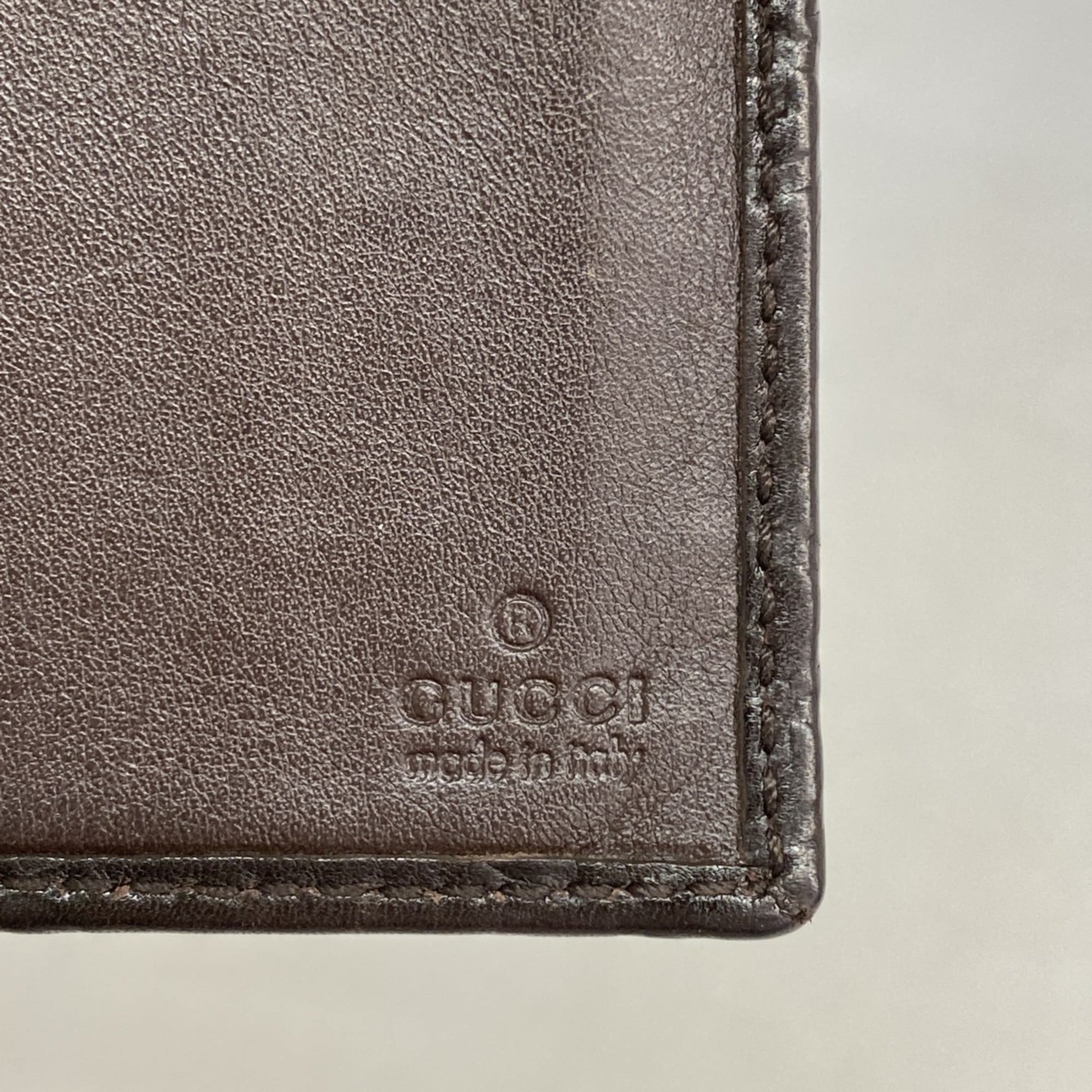 Gucci long wallet Guccissima 170426 leather dark brown champagne women's